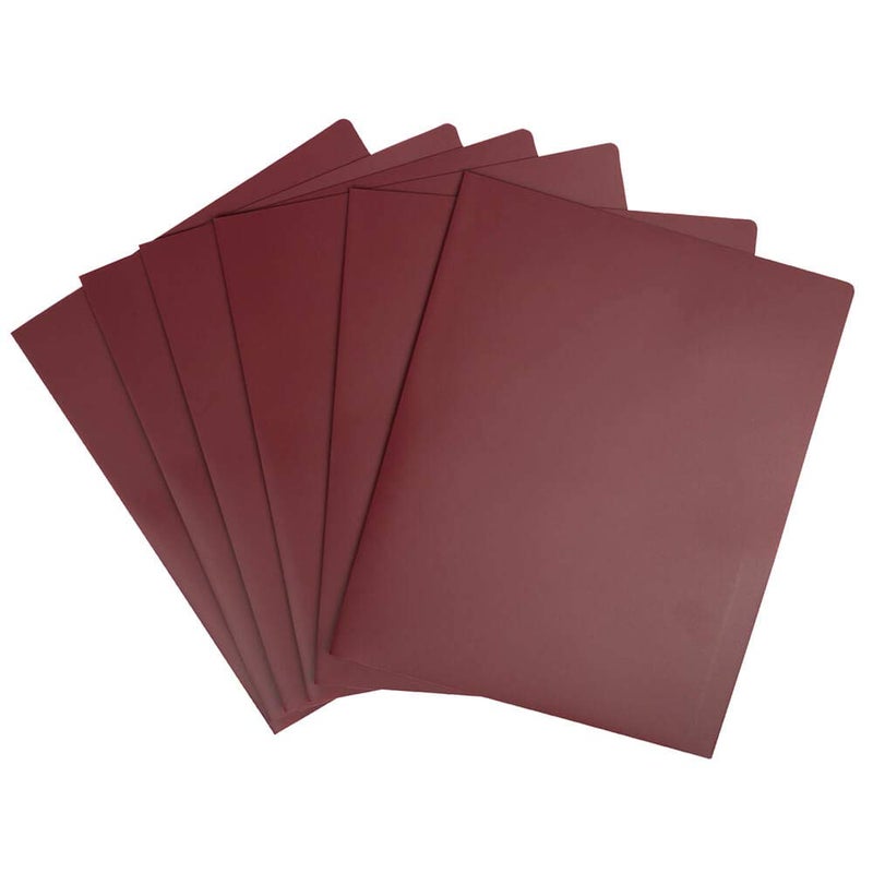 JAM PAPER Heavy Duty Plastic 2 Pocket Extra Tough School Folders - Burgundy - 6/Pack - Image 3
